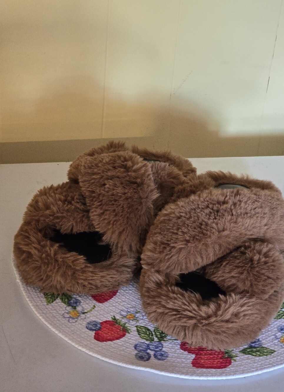 Apparis Brown Fuzzy Slide Slippers